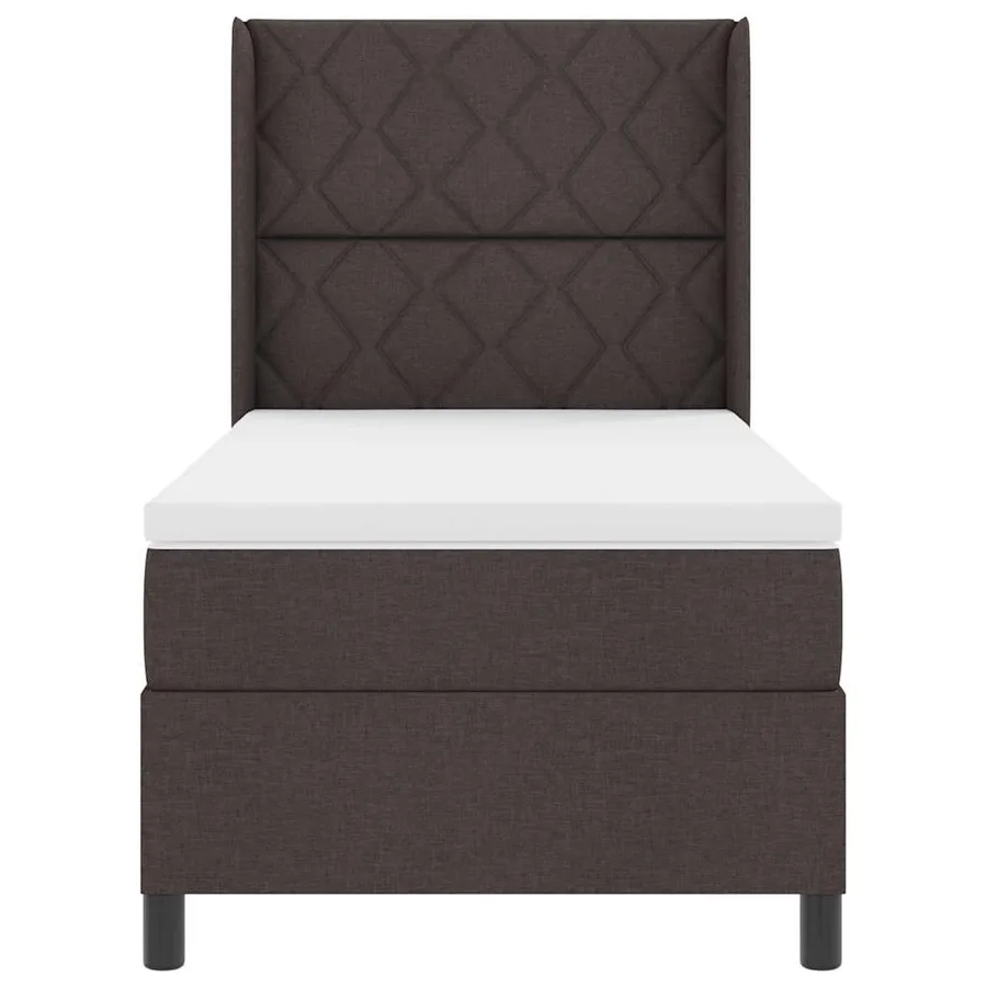 Lit à ressort LED Marron foncé 100 x 200 cm tissu - 7