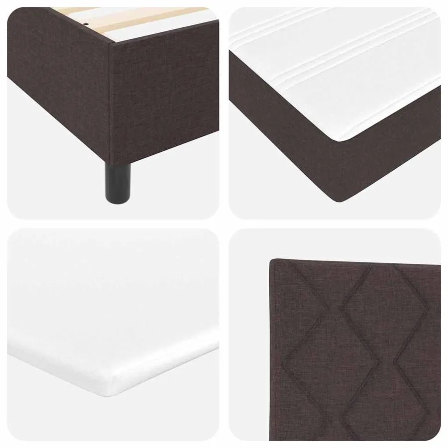Lit à ressort LED Marron foncé 100 x 200 cm tissu - 9
