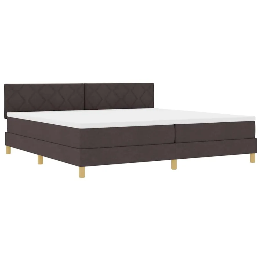 Lit à ressorts avec coussin Marron foncé 200 x 200 cm tissu - 4