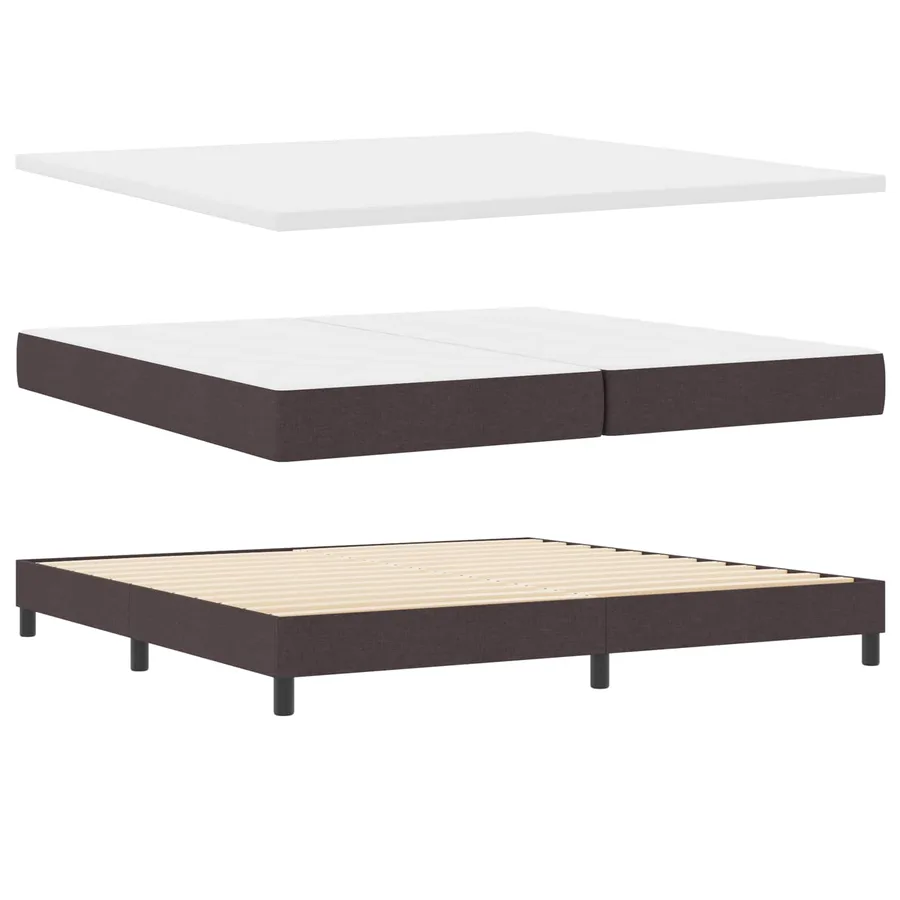 Lit à ressorts avec tête de lit Marron foncé 200 x 200 cm tissu - 4