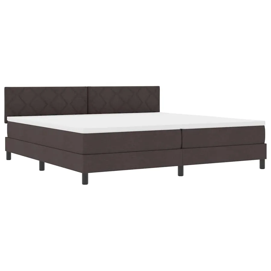 Lit à ressorts avec matelas Marron foncé 200 x 200 cm tissu - 2