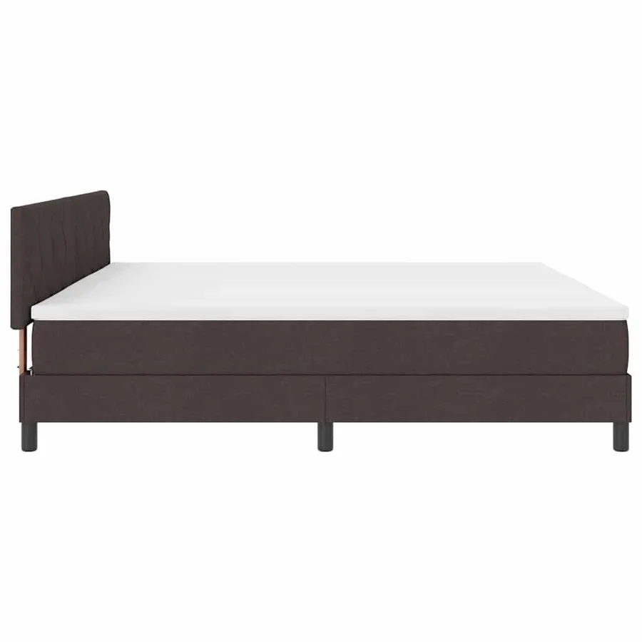 Lit à ressorts avec matelas Marron foncé 200 x 200 cm tissu - 9