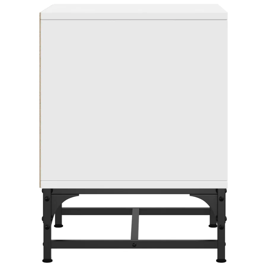 Tables de chevet avec portes en verre 2 pcs blanc 35x37x50 cm - 8