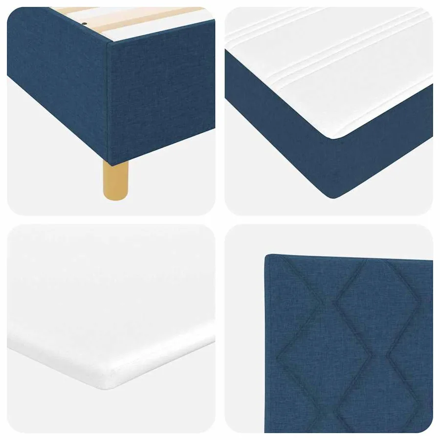Lit à ressorts avec bandes LED Bleu 200 x 200 cm tissu - 11