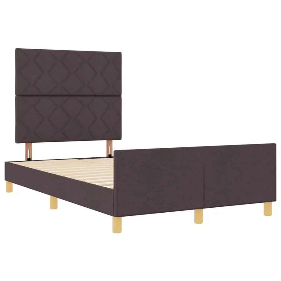 Cadre de lit avec tête de lit Marron foncé 120 x 190 cm tissu - 5
