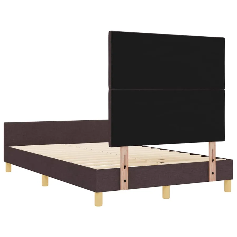 Cadre de lit avec tête de lit Marron foncé 120 x 190 cm tissu - 9