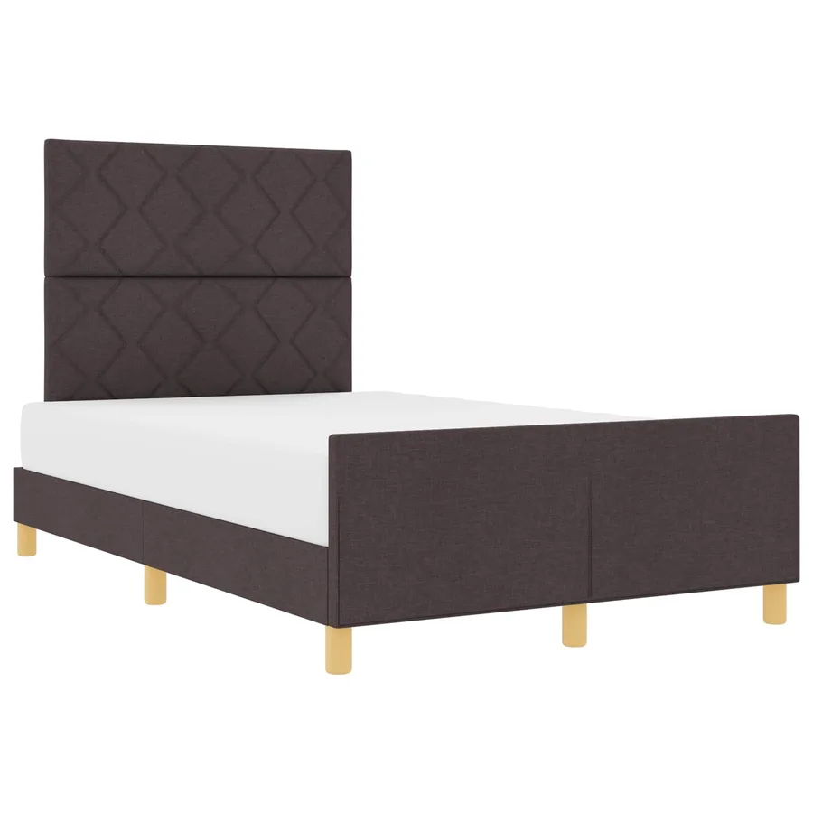Cadre de lit avec tête de lit Marron foncé 120 x 200 cm tissu - 2