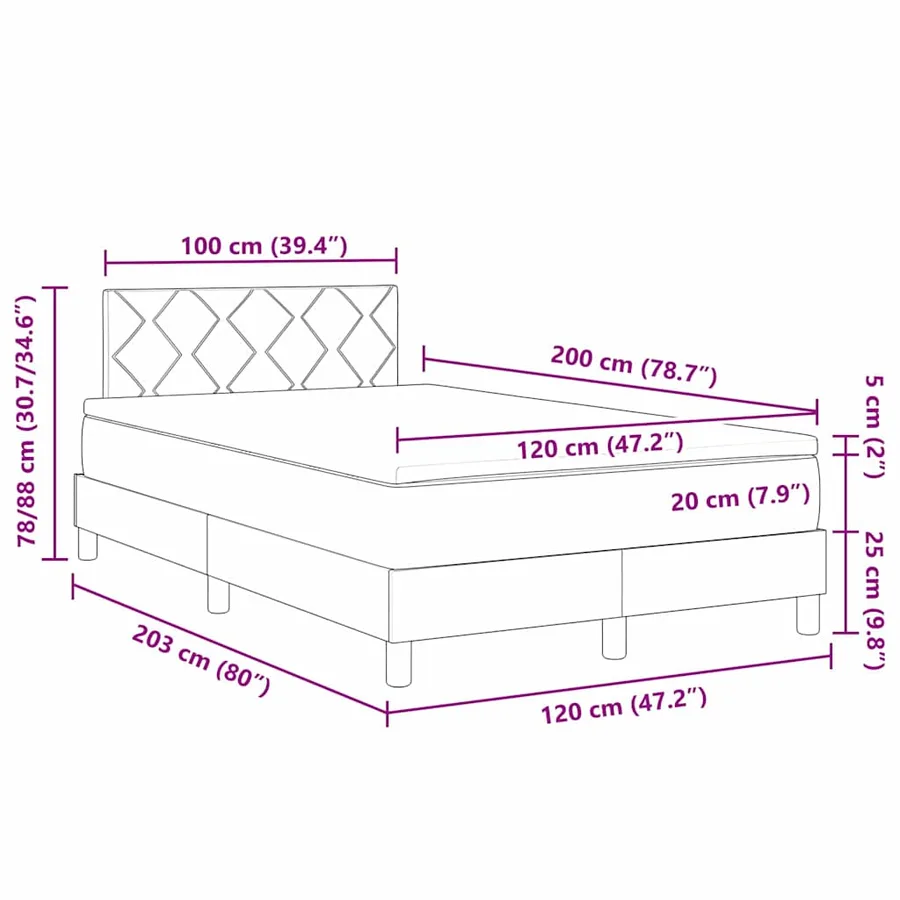 Lit à ressort LED avec bandes LED Taupe 120 x 200 cm tissu - 14