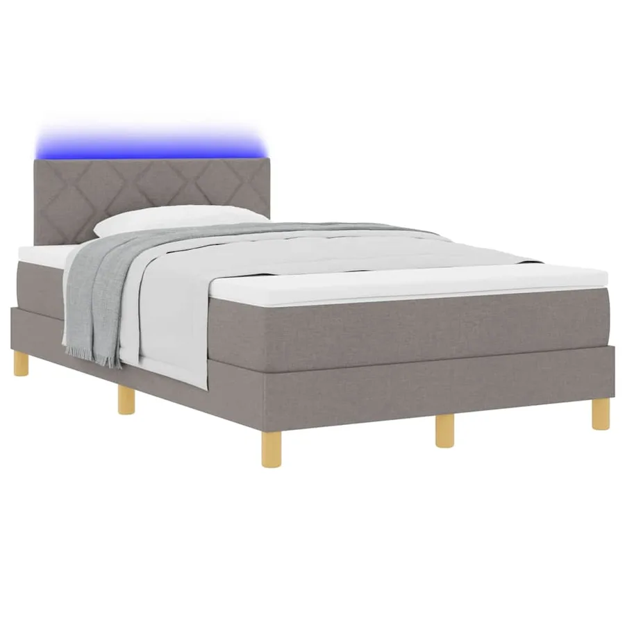 Lit à ressort LED avec bandes LED Taupe 120 x 200 cm tissu - 3