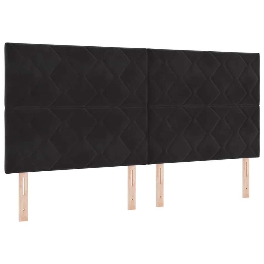 Lit à ressorts avec tête de lit Noir 200 x 200 cm Velours - 6