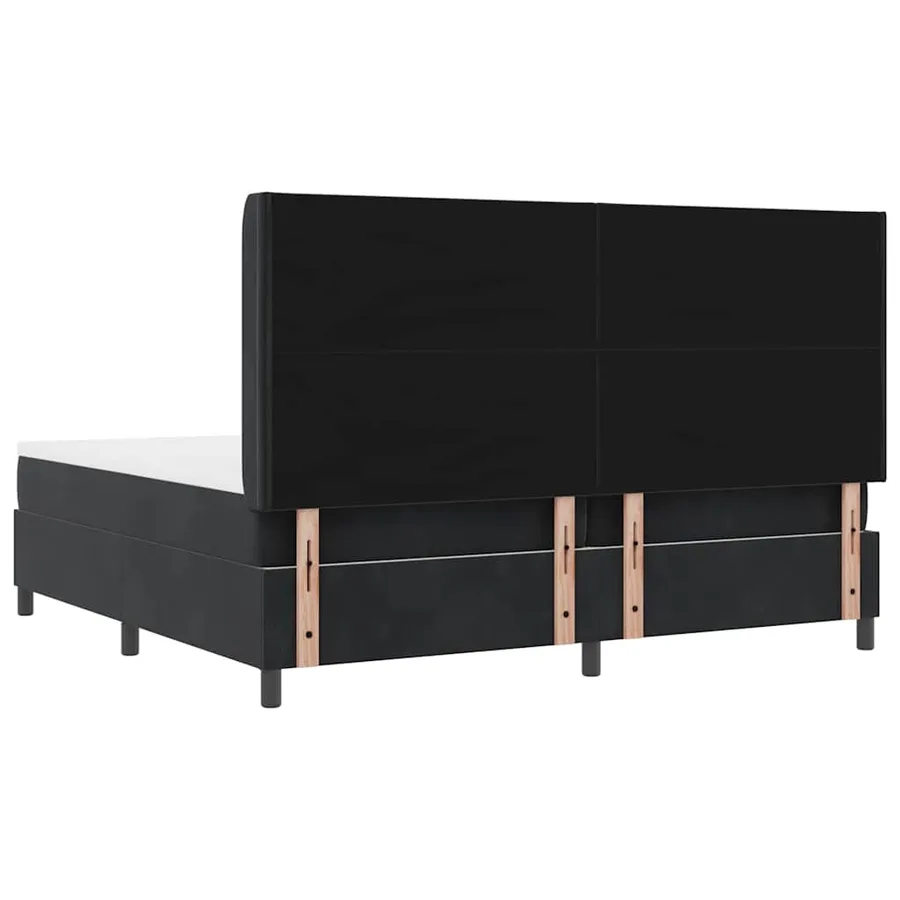 Lit à ressorts avec bandes LED Noir 200 x 200 cm Velours - 8