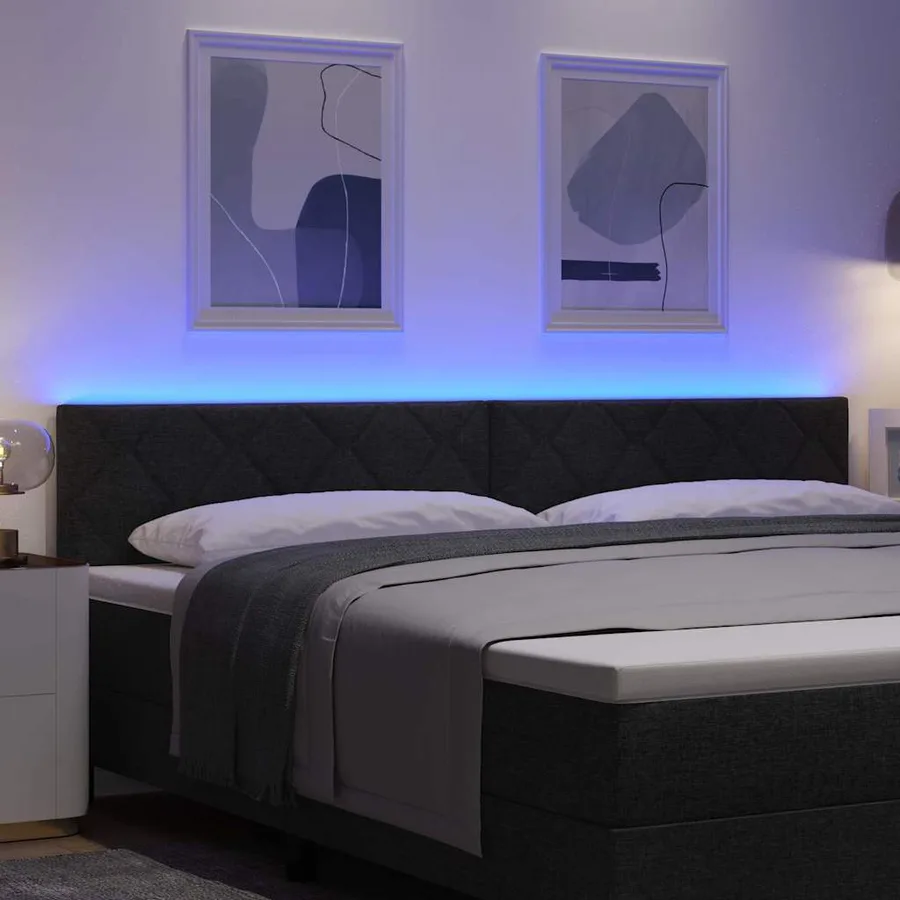 Tête de lit LED Noir 200 cm tissu - 4