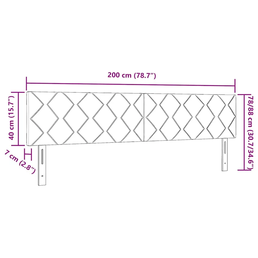 Tête de lit LED Noir 200 cm tissu - 8