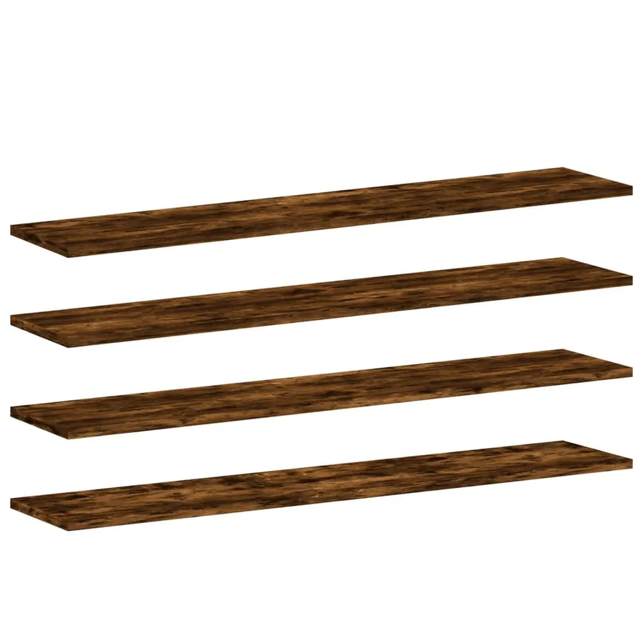 Étagères murales 4pcs chêne fumé 100x20x1,5cm bois d'ingénierie - 2