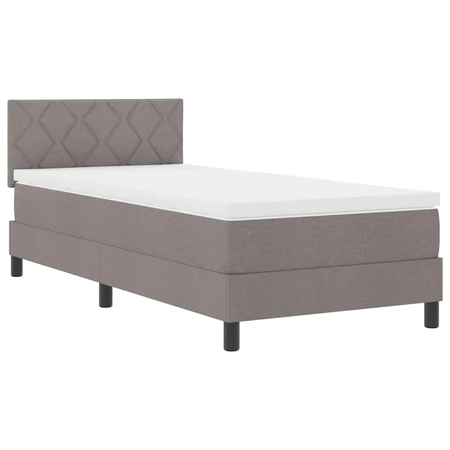 Lit à ressorts avec tête de lit Taupe 100 x 200 cm tissu - 4