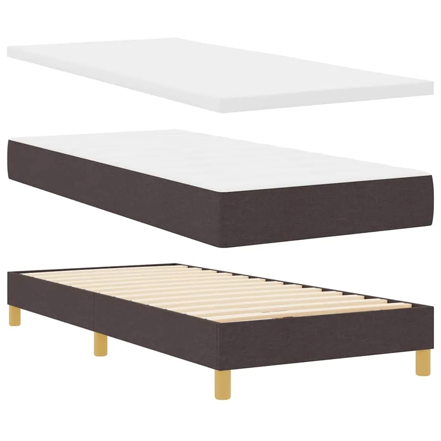 Lit à ressorts avec tête de lit Marron foncé 90 x 190 cm tissu - 4