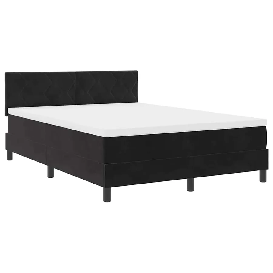 Lit à ressort LED avec bandes LED Noir 140 x 190 cm Velours - 2