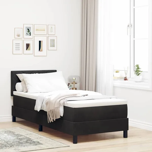 Lit à ressort LED avec bandes LED Noir 80 x 200 cm Velours