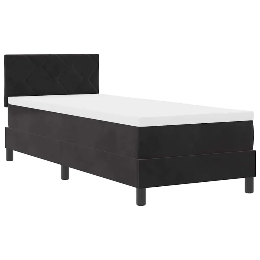 Lit à ressort LED avec bandes LED Noir 80 x 200 cm Velours - 2