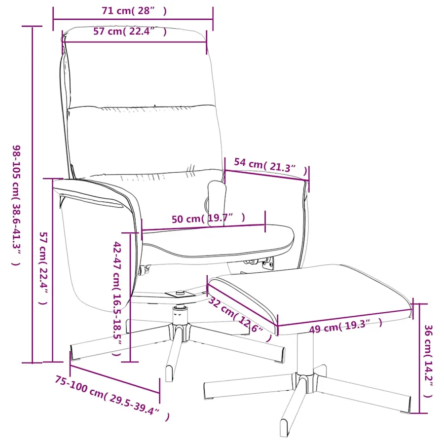 Fauteuil de massage inclinable et repose-pieds gris foncé tissu - 10