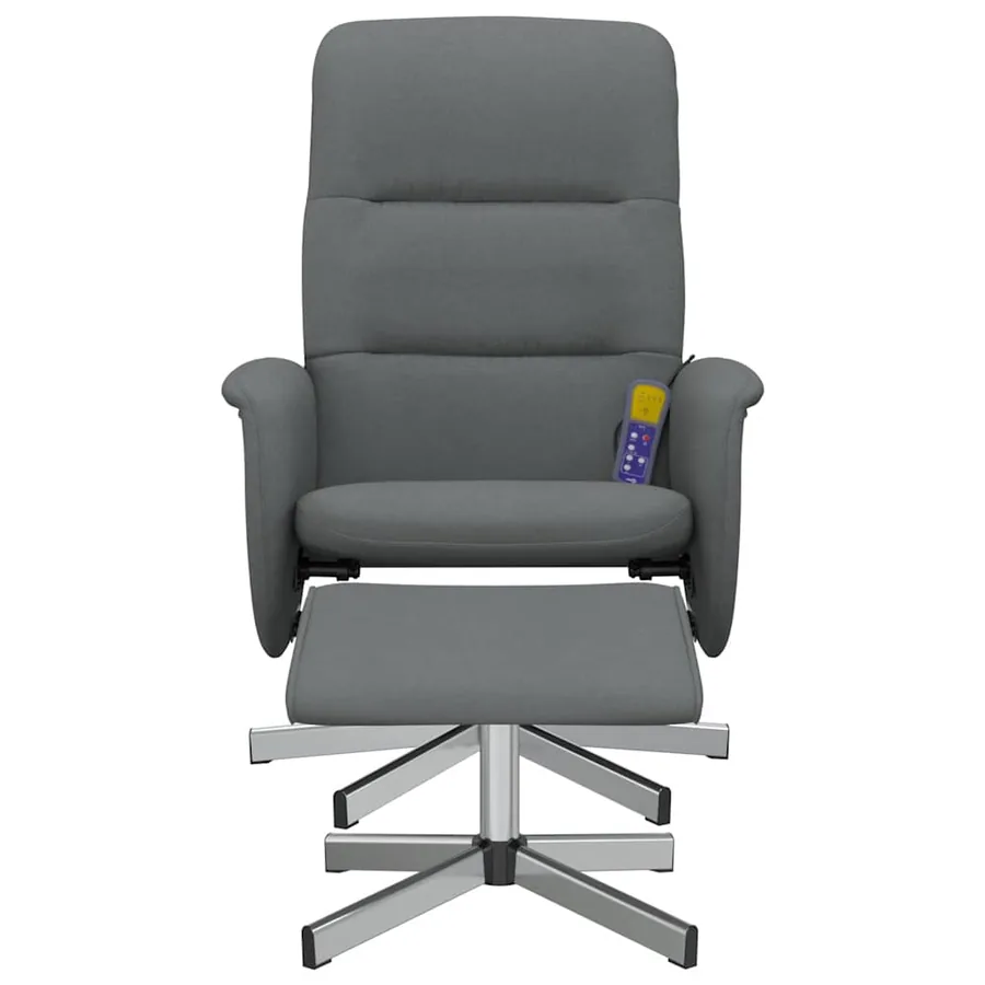 Fauteuil de massage inclinable et repose-pieds gris foncé tissu - 3
