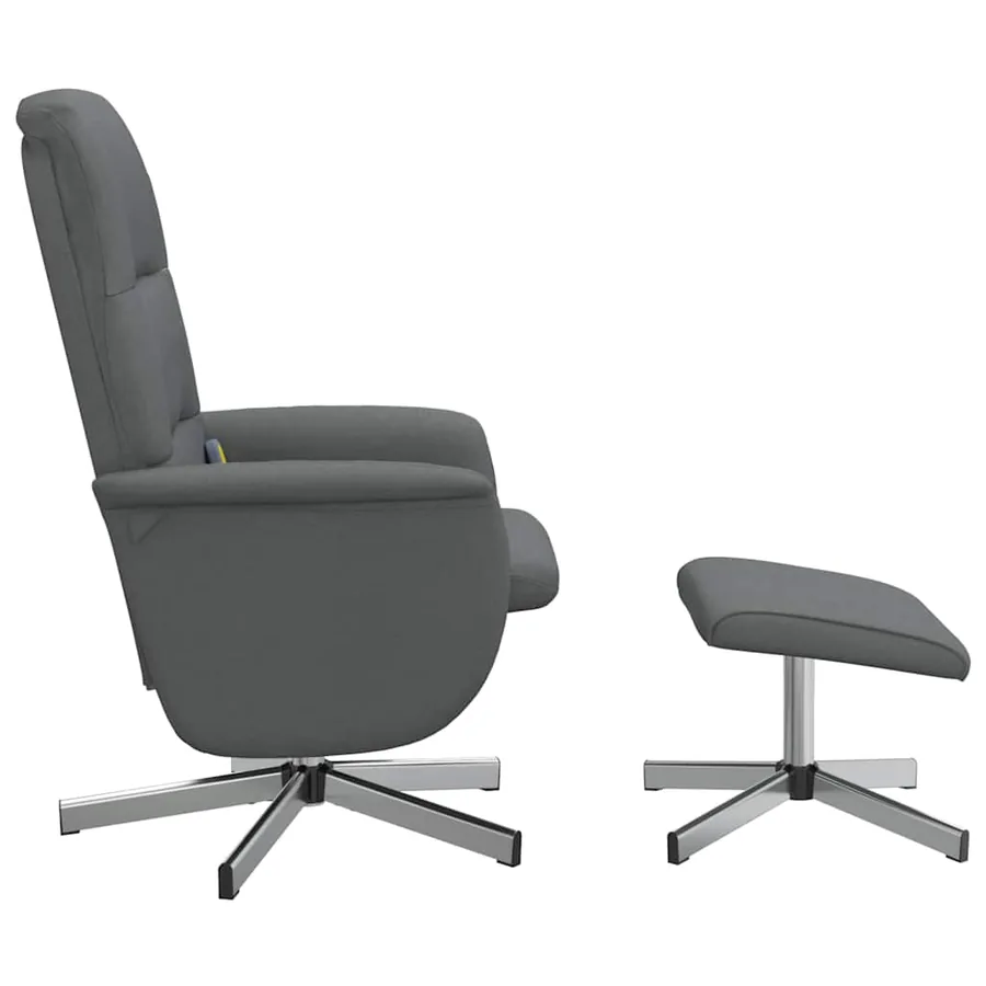 Fauteuil de massage inclinable et repose-pieds gris foncé tissu - 4