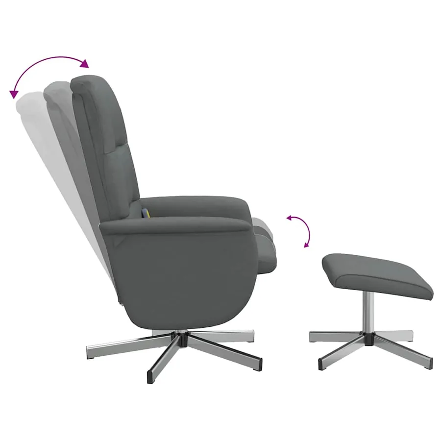 Fauteuil de massage inclinable et repose-pieds gris foncé tissu - 6