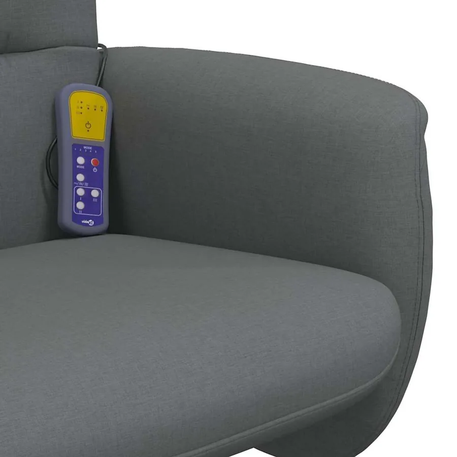 Fauteuil de massage inclinable et repose-pieds gris foncé tissu - 7