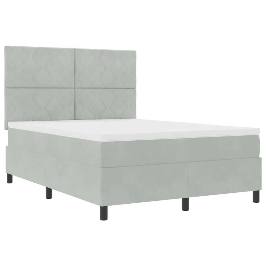 Lit à ressort LED Gris clair 140 x 190 cm Velours - 6