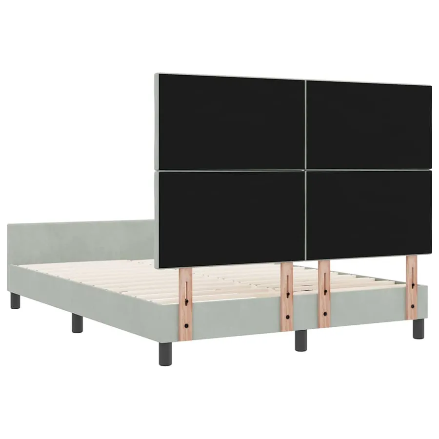 Lit à ressorts avec tête de lit Gris clair 140 x 200 cm Velours - 9