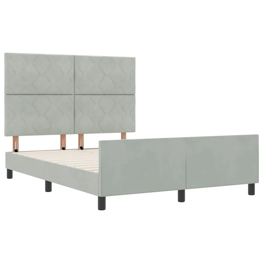 Lit à ressorts avec tête de lit Gris clair 140 x 190 cm Velours - 5