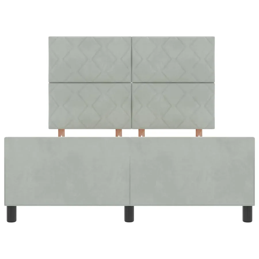 Lit à ressorts avec tête de lit Gris clair 140 x 190 cm Velours - 7