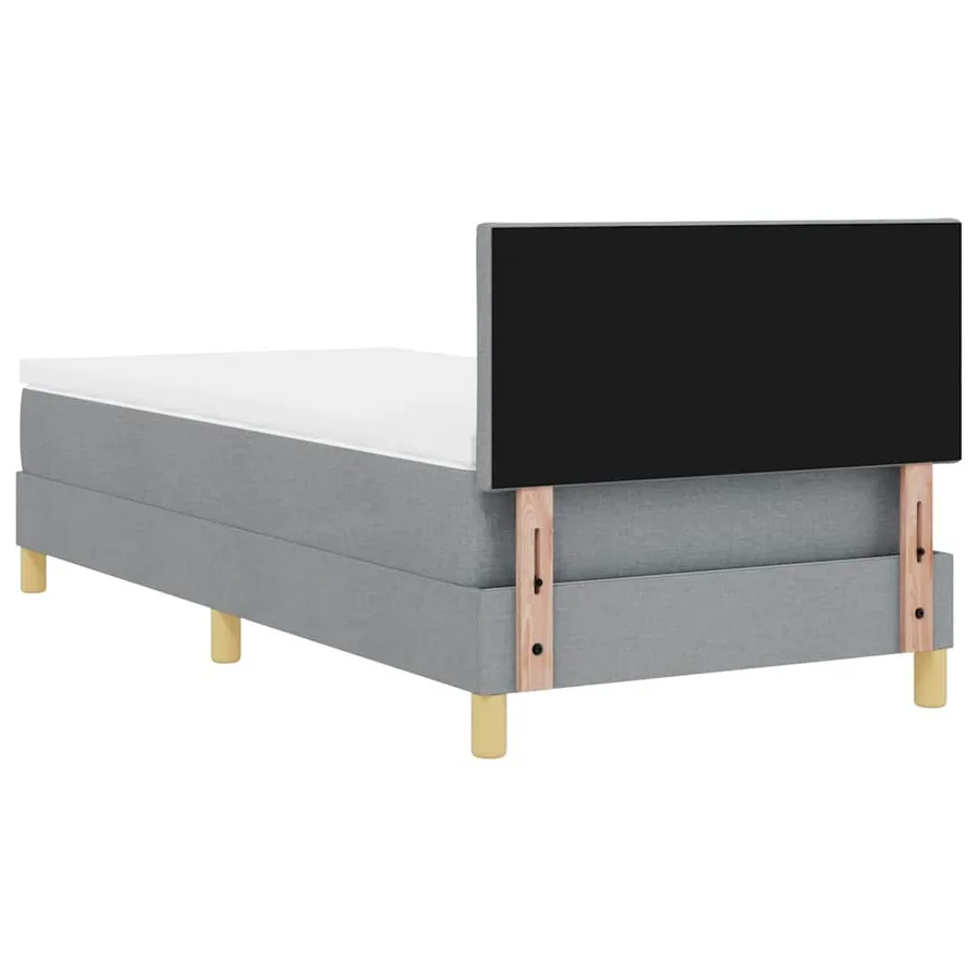 Lit à ressorts avec coussin Gris clair 90 x 200 cm tissu - 9