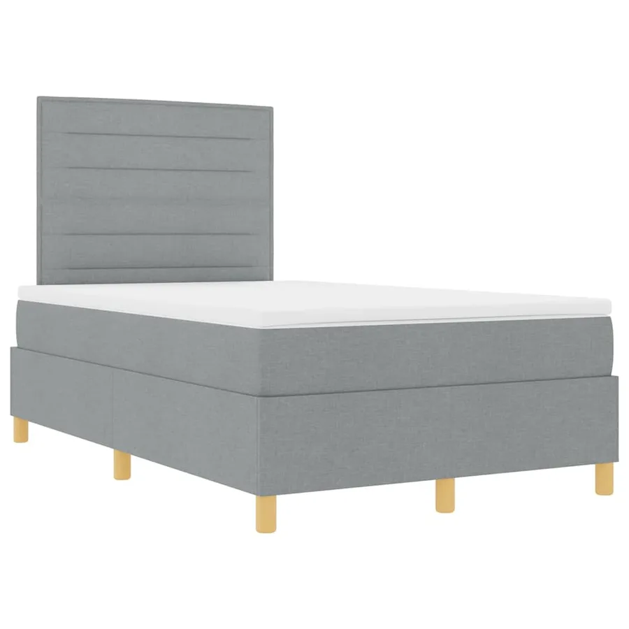 Lit à ressort LED avec matelas Gris clair 120 x 190 cm tissu - 6