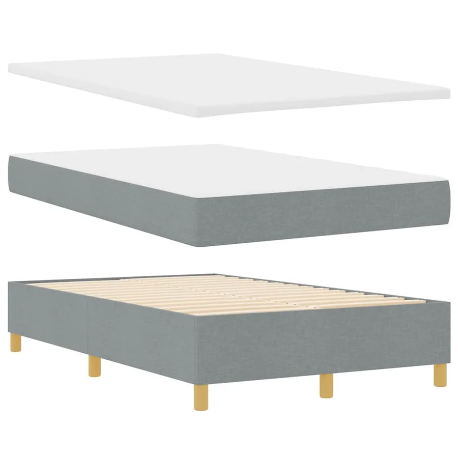 Lit à ressort LED avec matelas Gris clair 120 x 190 cm tissu - 7