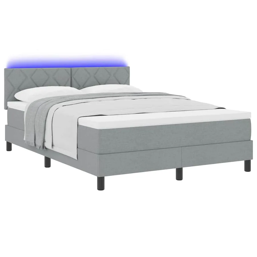 Lit à ressorts avec bandes LED Gris clair 160 x 200 cm tissu - 3