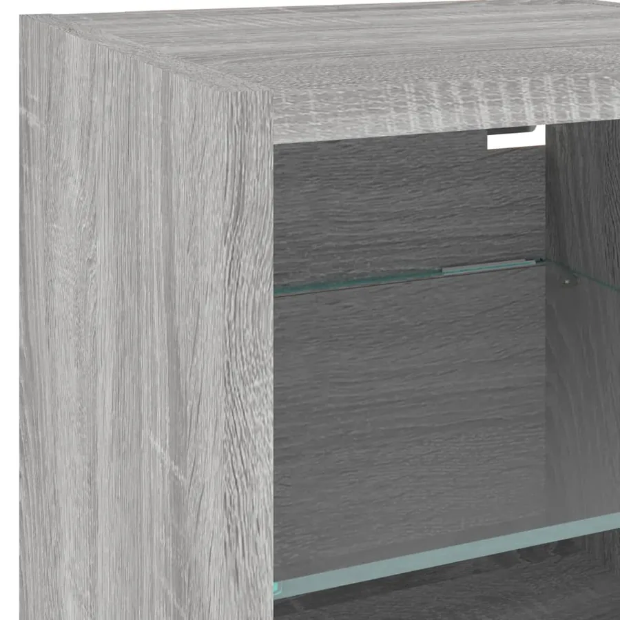 Meubles TV muraux et lumières LED 2pcs sonoma gris 30x28,5x30cm - 10