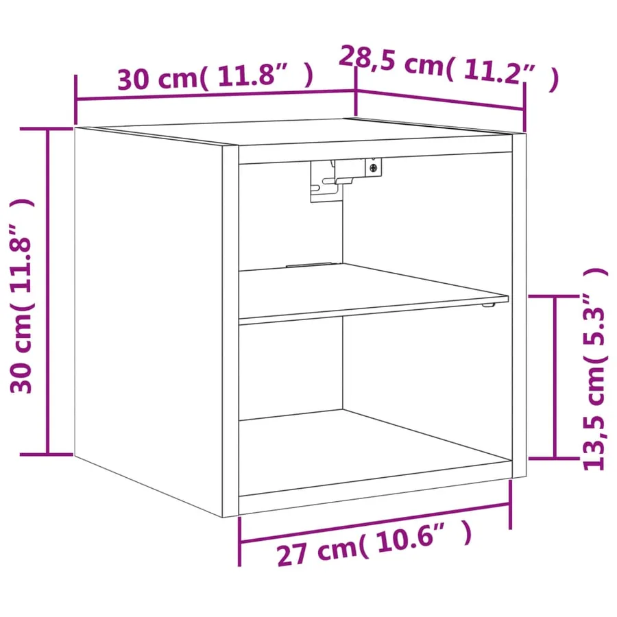 Meubles TV muraux et lumières LED 2pcs sonoma gris 30x28,5x30cm - 17
