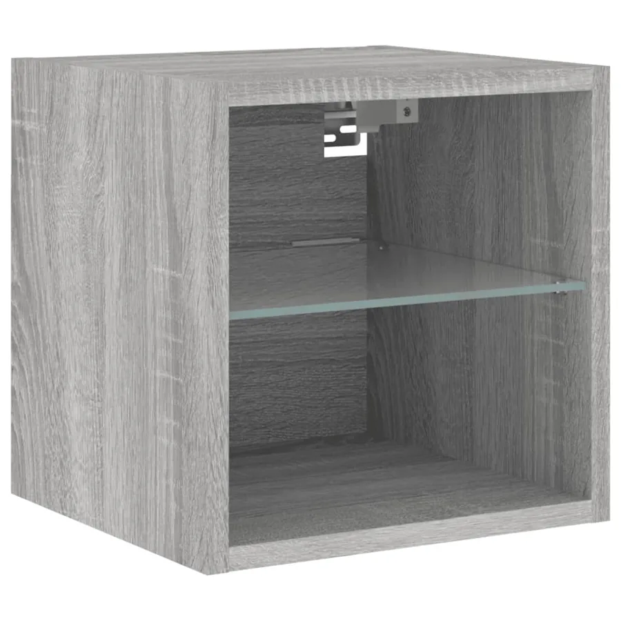 Meubles TV muraux et lumières LED 2pcs sonoma gris 30x28,5x30cm - 6