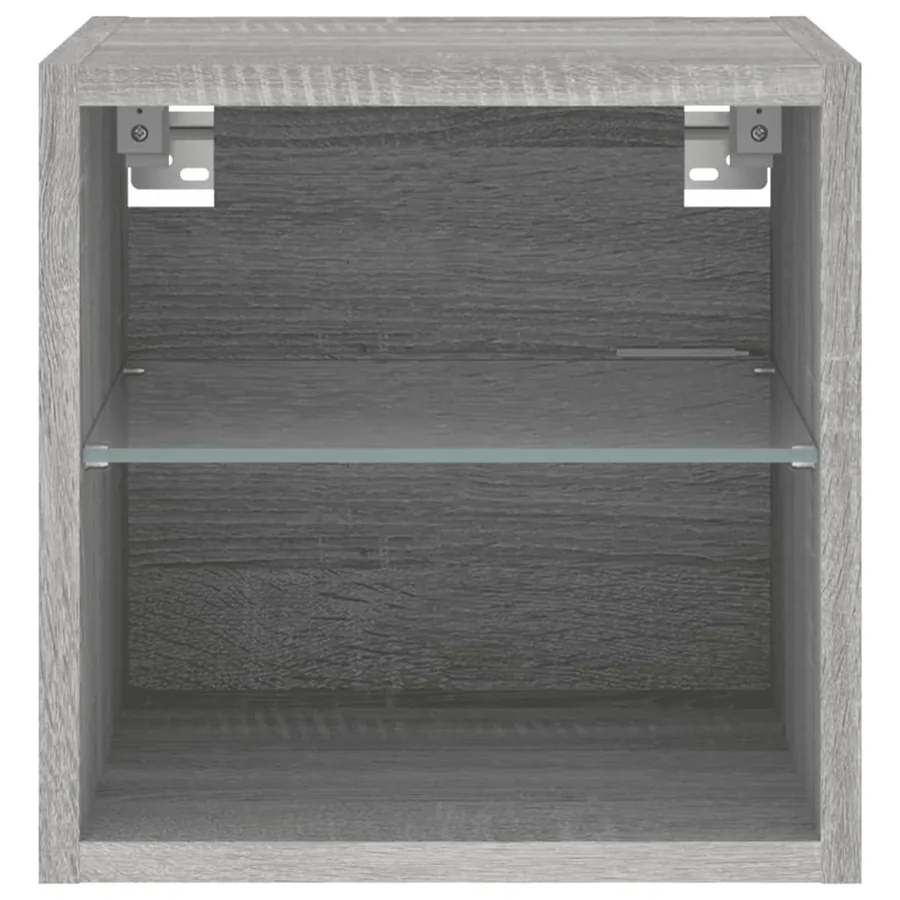 Meubles TV muraux et lumières LED 2pcs sonoma gris 30x28,5x30cm - 7