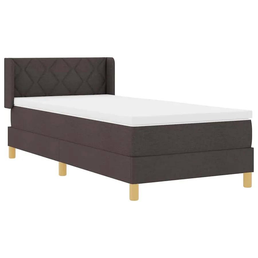 Lit à ressorts avec tête de lit Marron foncé 200 x 90 cm tissu - 6