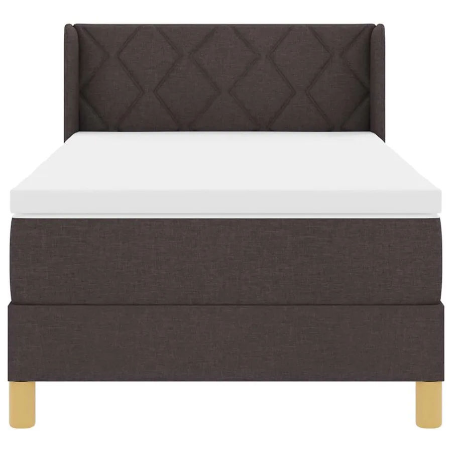 Lit à ressorts avec tête de lit Marron foncé 200 x 90 cm tissu - 7