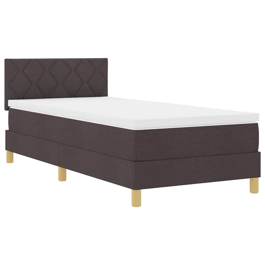 Lit à ressort LED Marron foncé 90 x 200 cm tissu - 2