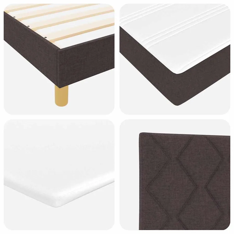Lit à ressort LED Marron foncé 90 x 190 cm tissu - 11
