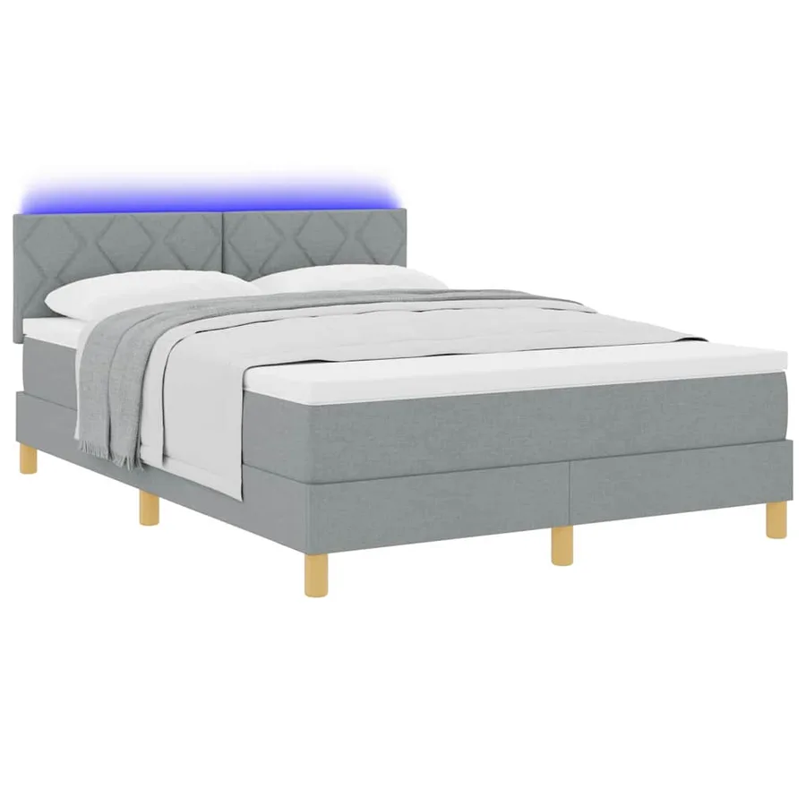 Lit à ressort LED avec bandes LED Gris clair 160 x 200 cm tissu - 3