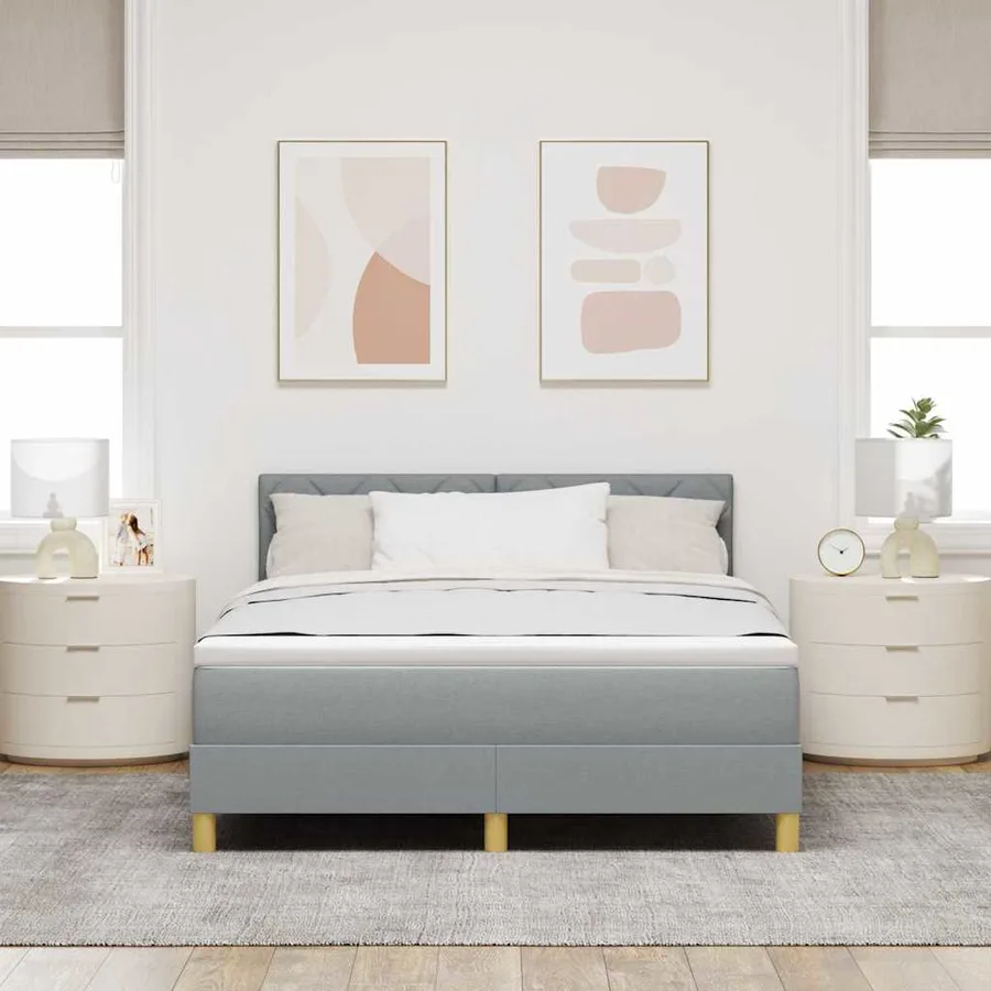 Lit à ressort LED avec bandes LED Gris clair 160 x 200 cm tissu - 4