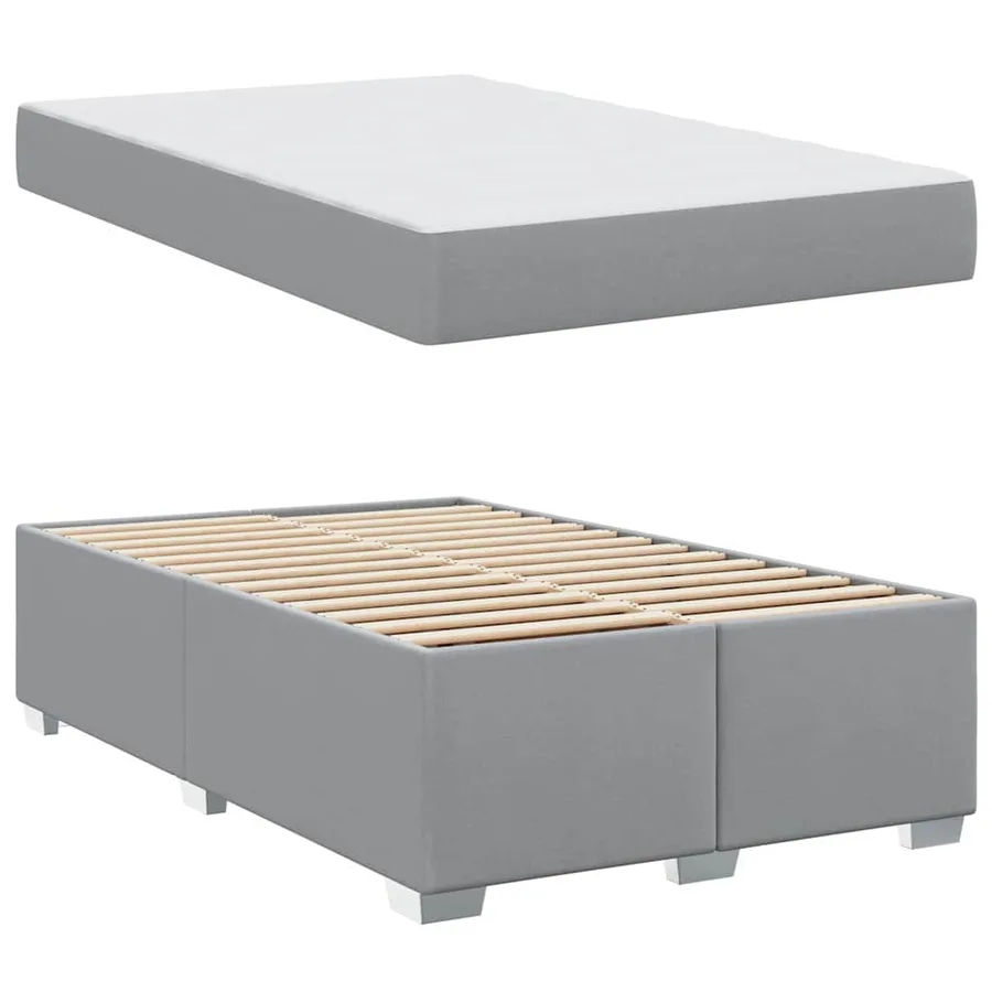 Cadre de lit avec matelas Gris clair 120 x 190 cm tissu - 4