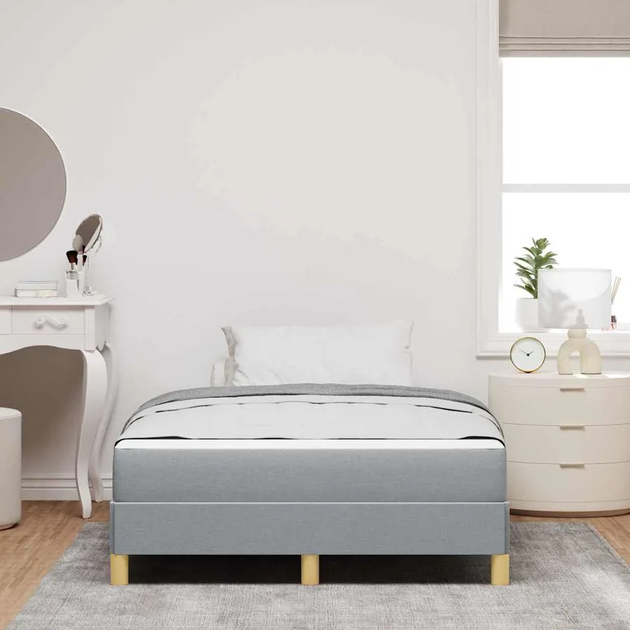 Lit à ressorts avec matelas Gris clair 120 x 190 cm tissu - 3