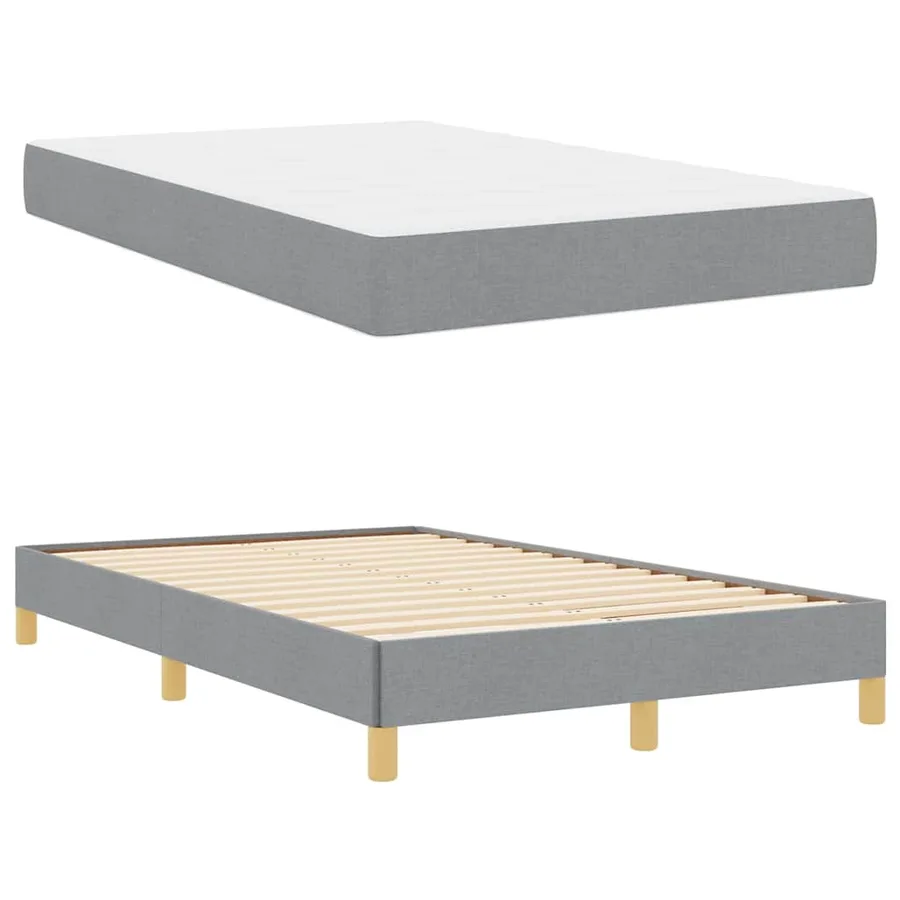 Lit à ressorts avec matelas Gris clair 120 x 190 cm tissu - 4