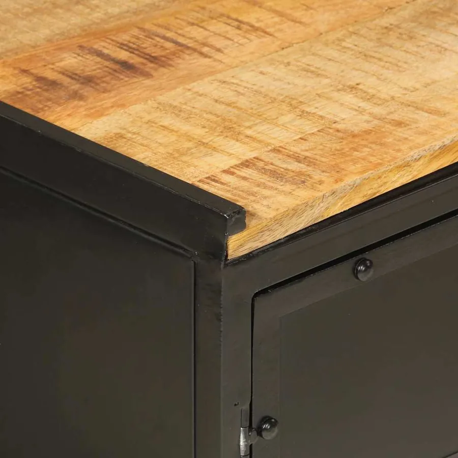 Ensemble de meubles salle de bain 2 pcs fer et bois de manguier - 7